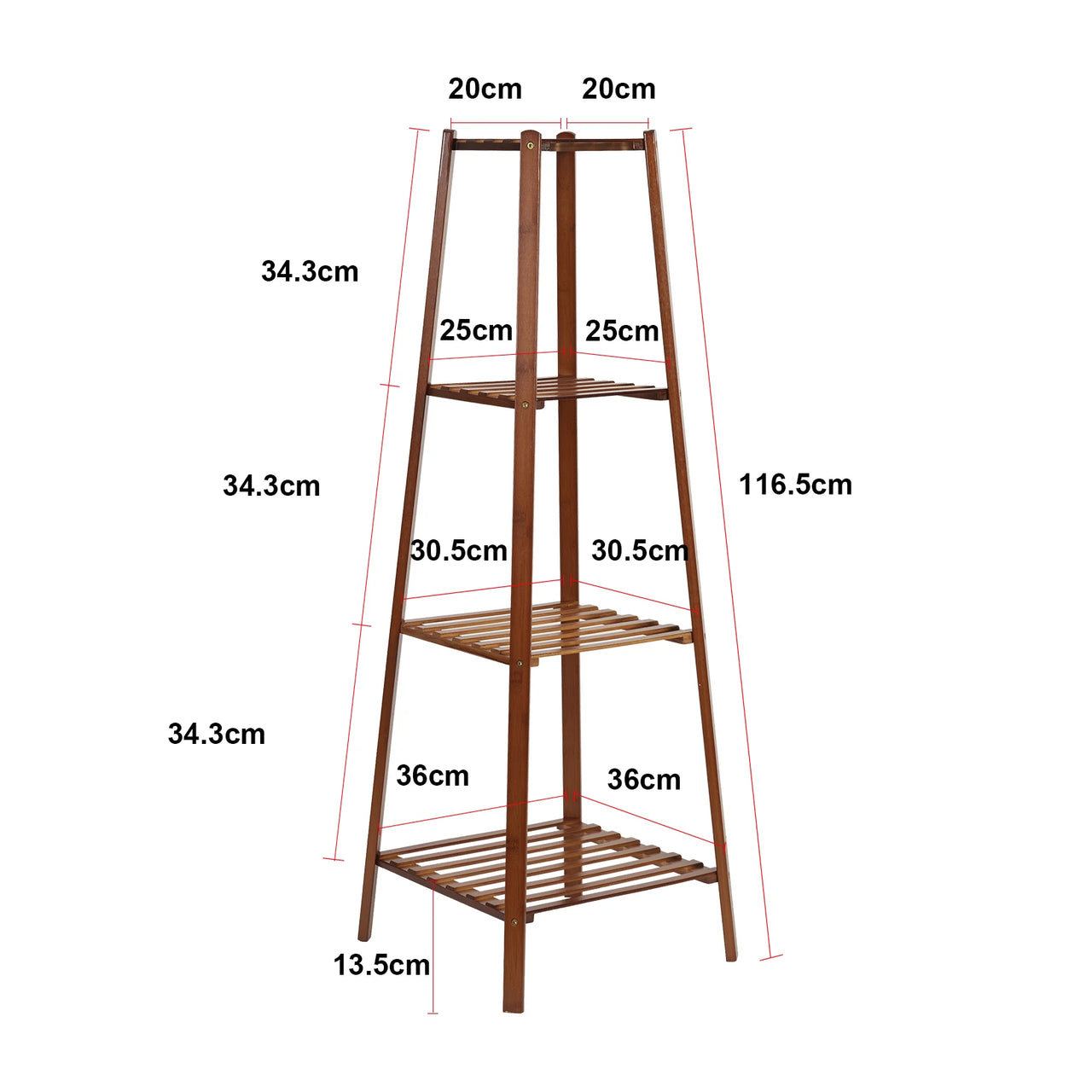 étagère haute d'angle en bois pour plantes