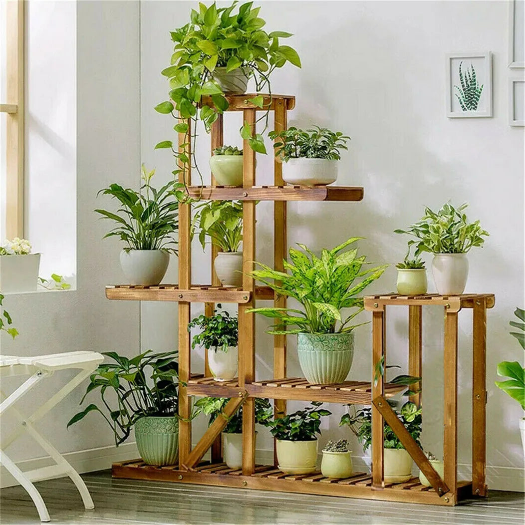 Étagère en Bois Brut Plantes