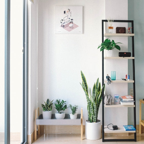 étagère en bois et métal